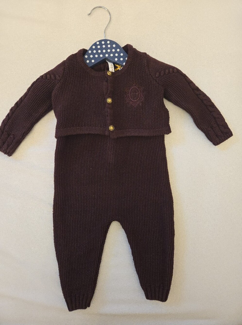 Burgundy Knit Baby One-Piece 6–12M